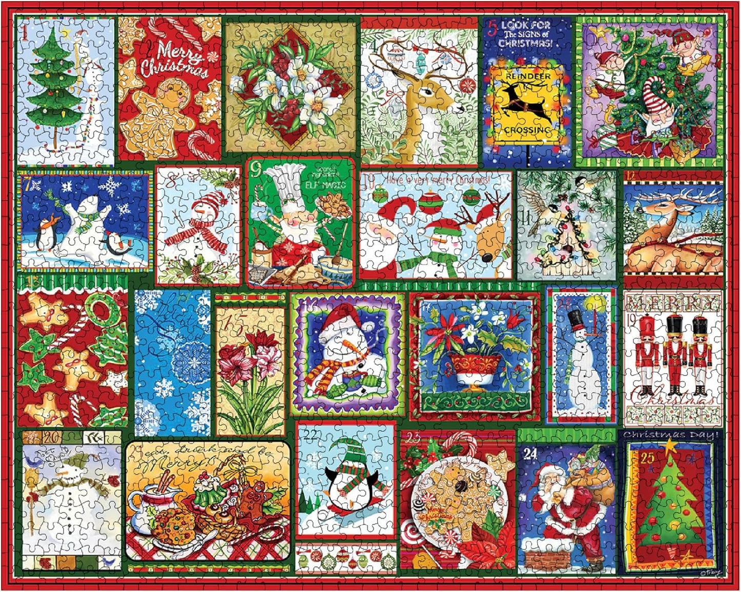 White Mountain 1000 Piece Jigsaw Puzzle - Winter Christmas Holiday Design | Large 24"x30" Pieces