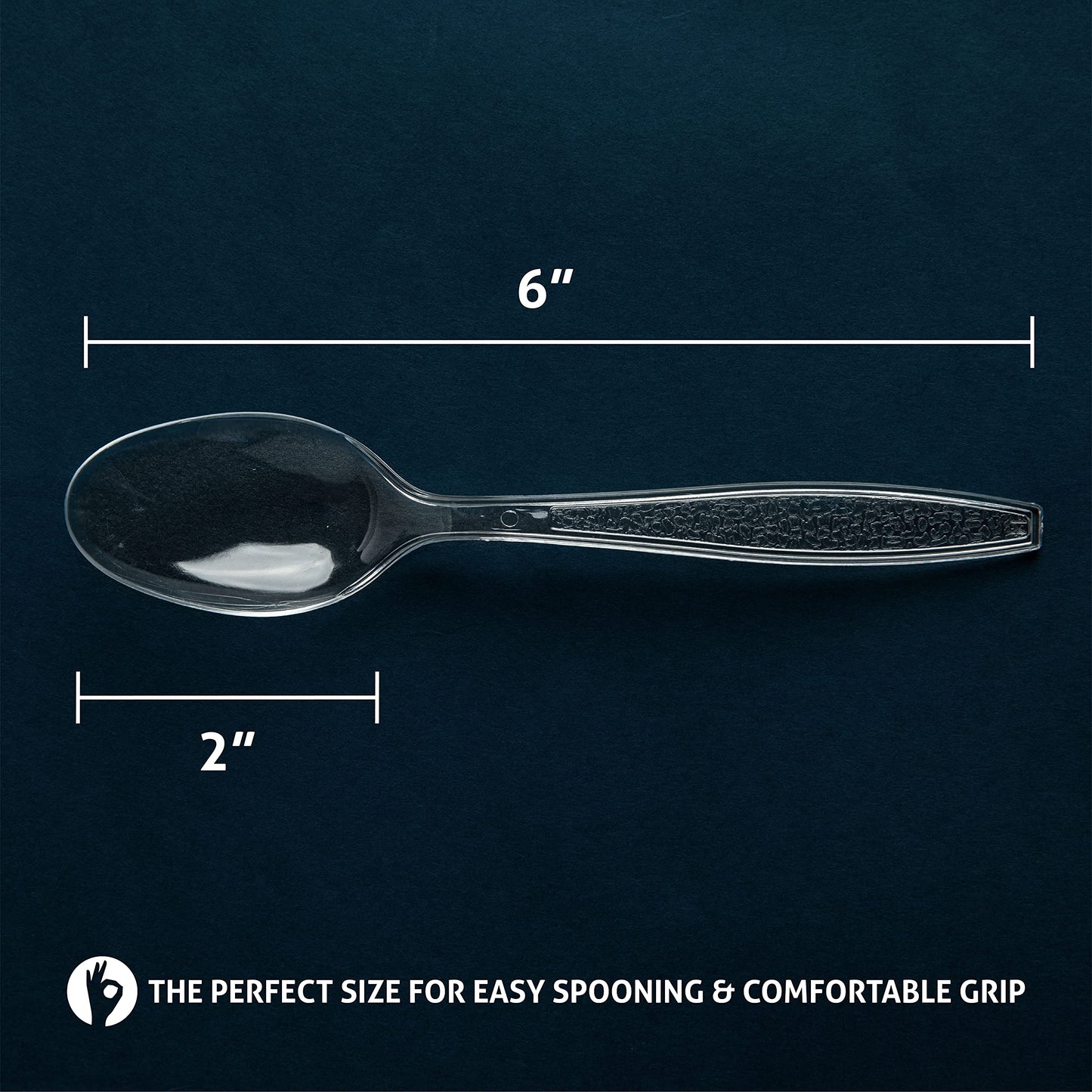 Heavy Weight Disposable Plastic Spoons, Food Grade Heavy Duty Plastic Silverware, Tea Spoons, Clear Cutlery 200/Box