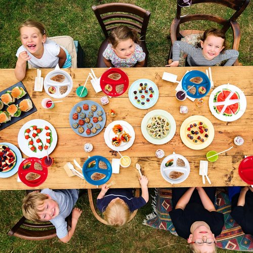 FYSUIMU 90Pcs 10-Inch Divided Plates - Patriotic Plastic Serving Trays for 4th of July & Memorial Day