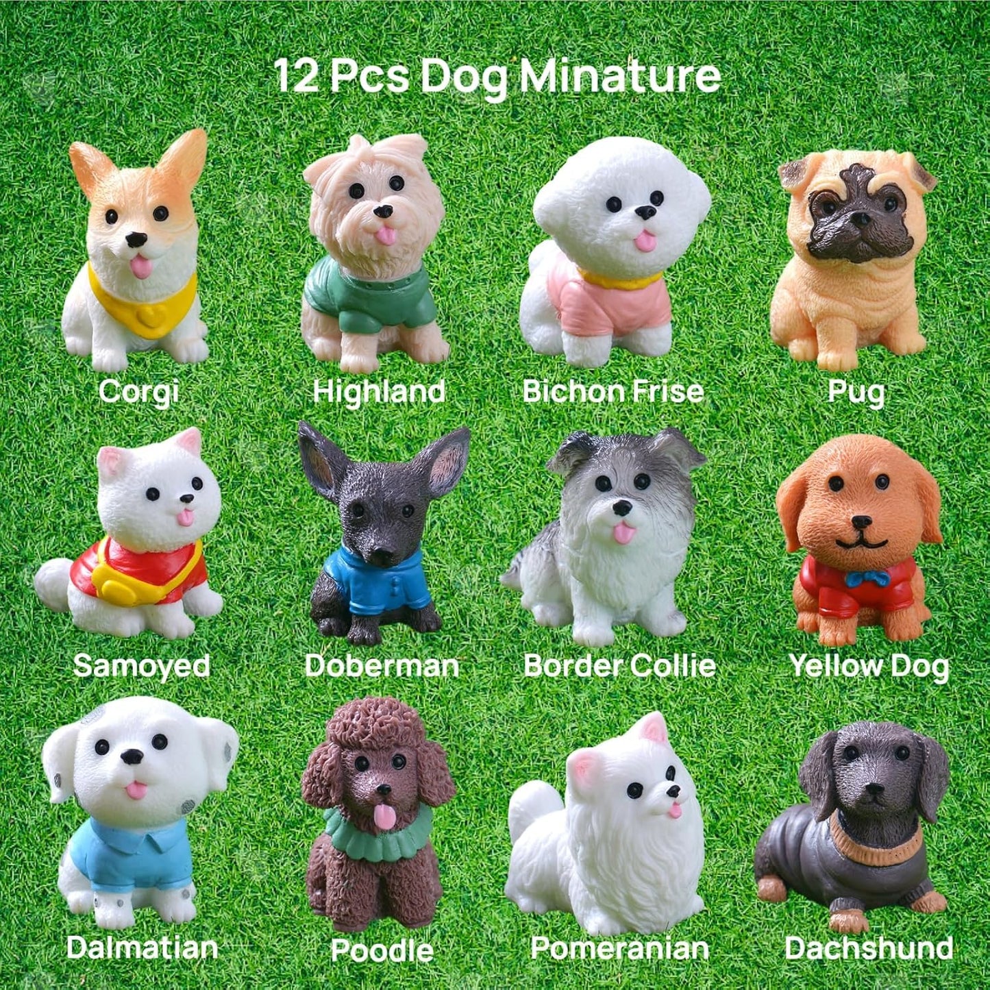 Skiennix Mini Cat & Dog Figurines Set - 24 Cute Realistic Resin Animal Models for Home Decor & Parties