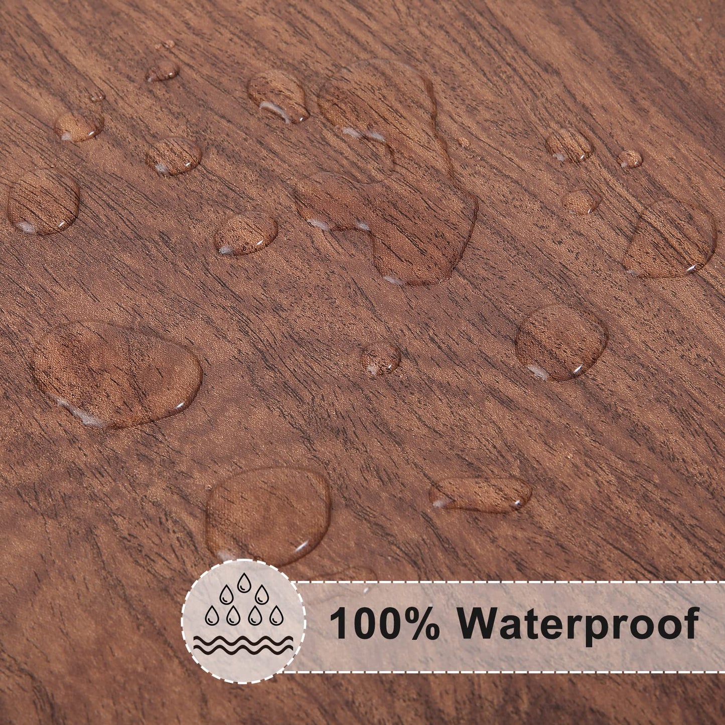 misaya Round Fitted Tablecloth with Elastic Edge, 100% Waterproof Oil Proof Plastic Table Cover, Vinyl Flannel Backed Tablecloth Fits 36"-44" Round Tables for Dinner, Outdoor, Picnic, Oak Wooden Grain