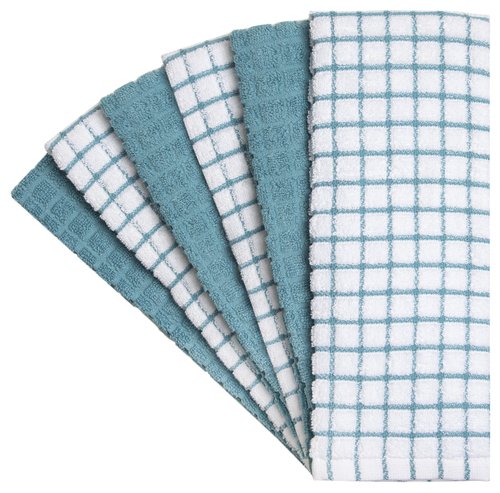 Bumble Kitchen Towels (6 Pack) | 16" x 28" | 100% Cotton Dish Towels for Kitchen | 380 GSM | Soft, Highly Absorbent & Durable Dish Towels with Hanging Loop | Aqua