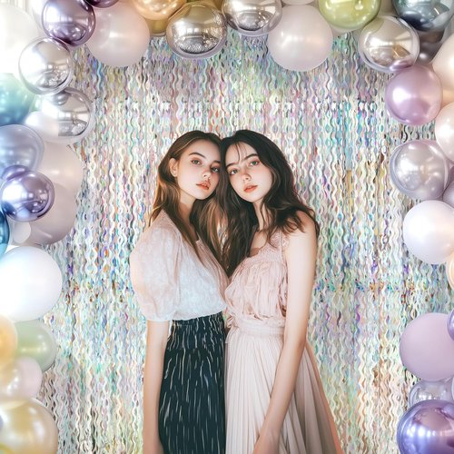 Iridescent Party Streamers Backdrop by [Brand Name] - Holographic Fringe Curtain | 3.3x6.6ft Tinsel for Events