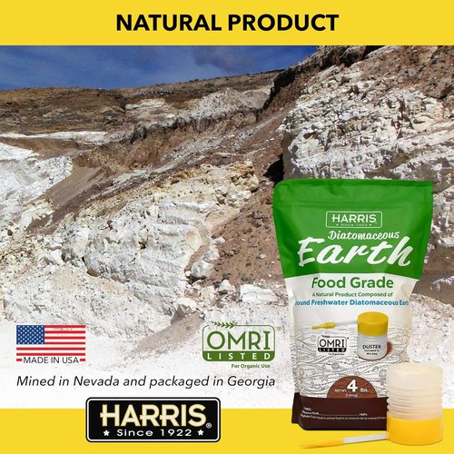 HARRIS Diatomaceous Earth Food Grade - 4lb Bag with Powder Duster for Easy Application