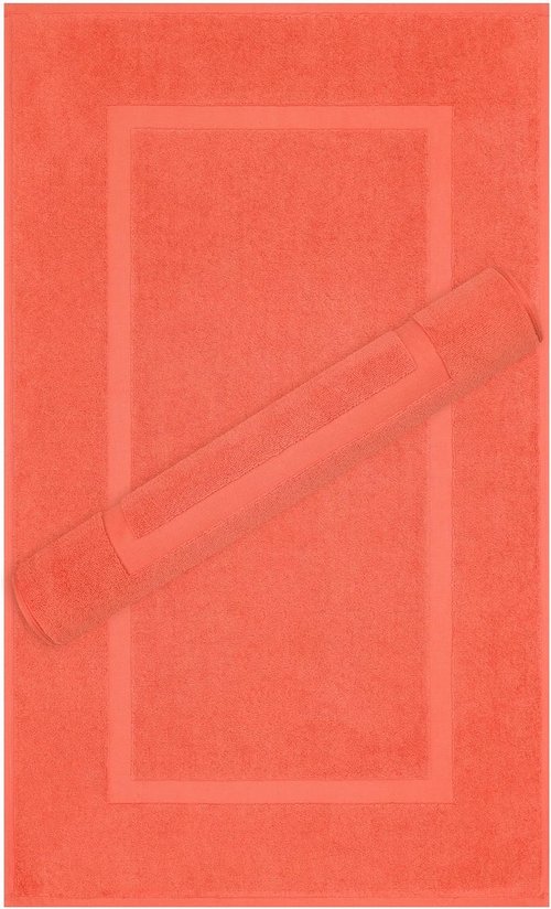 Cotton Paradise 100% Cotton Bath Mats - Soft, Absorbent & Quick-Dry | Set of 2, 20x34 Inches, Coral