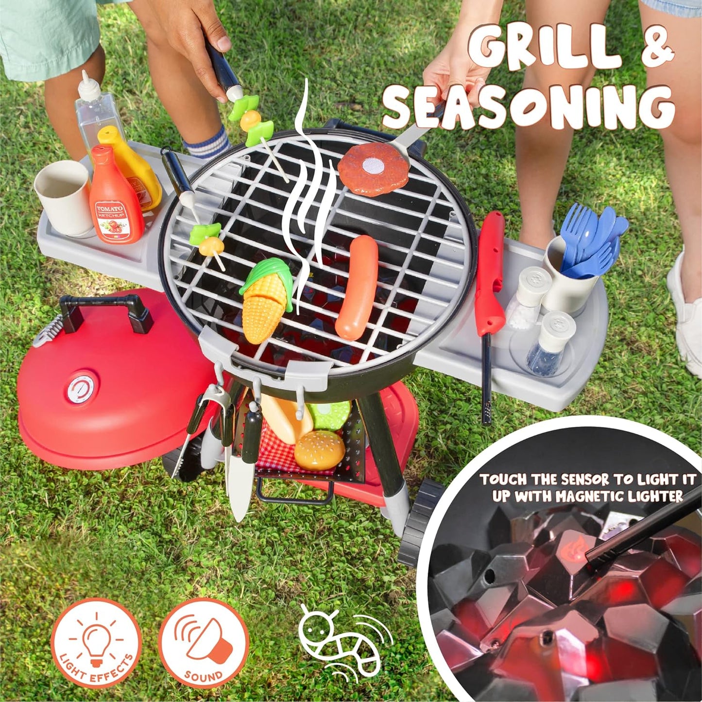 JOYIN BBQ Play Grill Set - Interactive Cooking Toy for Kids with Light & Sound | Perfect Birthday Gift for Ages 2-4