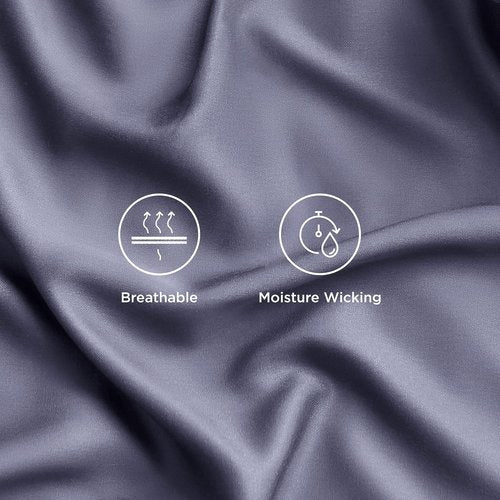 Bedsure Cooling Sheets - Twin Size, Breathable Rayon from Bamboo, Deep Pocket Up to 16 Inches, Dark Grey