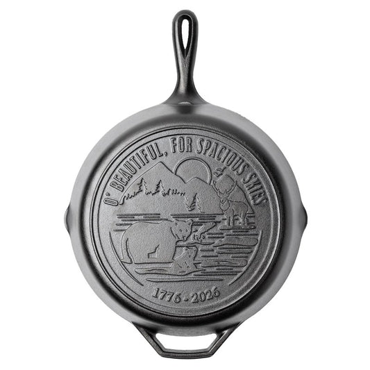 Lodge 12 Inch Cast Iron Skillet – Pre-Seasoned Frying Pan with Teardrop Handle – Oven, Stovetop, Grill & Campfire Use – Made in USA – Non-Toxic, Even-Heating Cookware – 250th Anniversary Logo