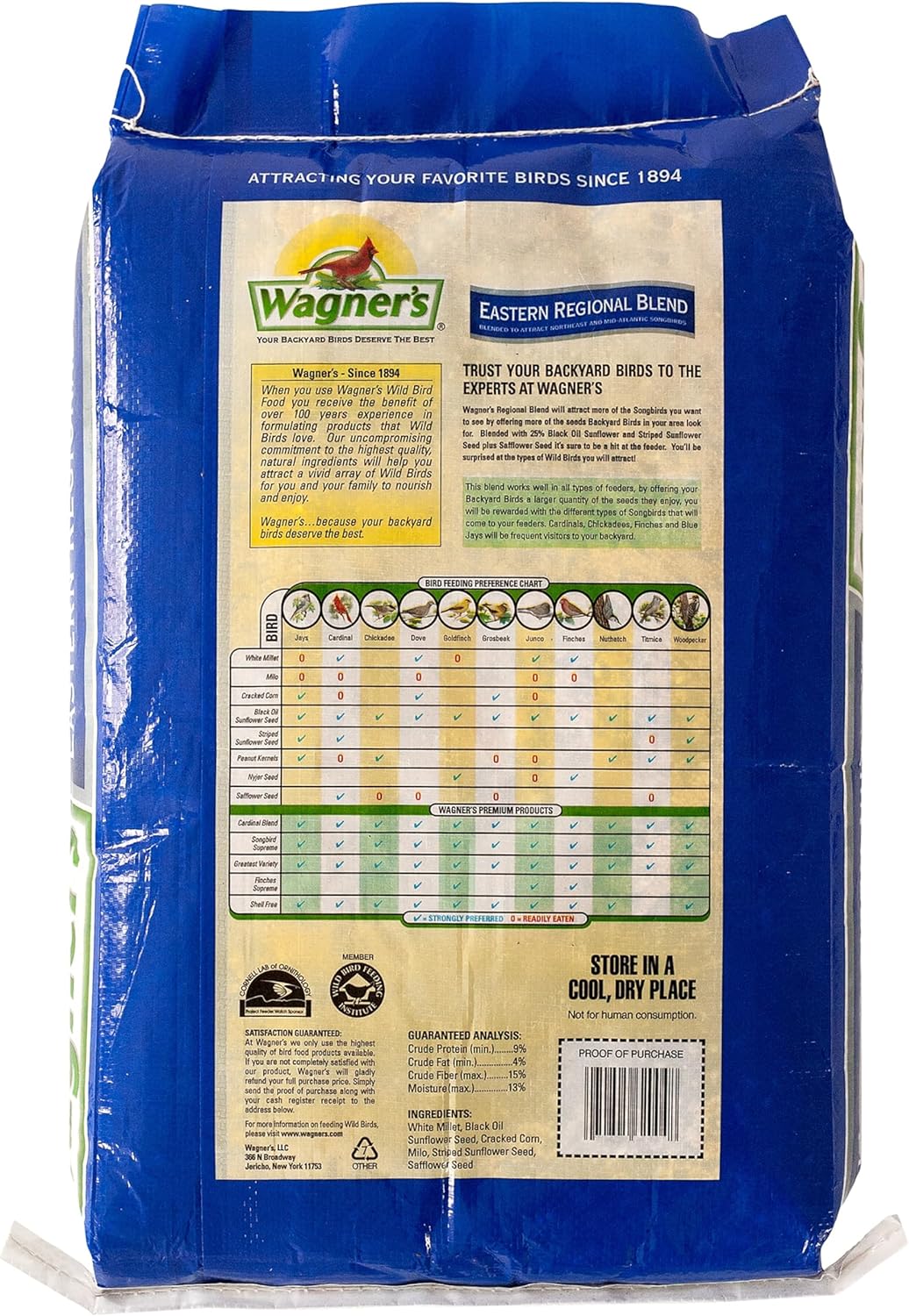 Wagner's 62004 Eastern Regional Wild Bird Food - Premium 20-Pound Bag for Backyard Birds