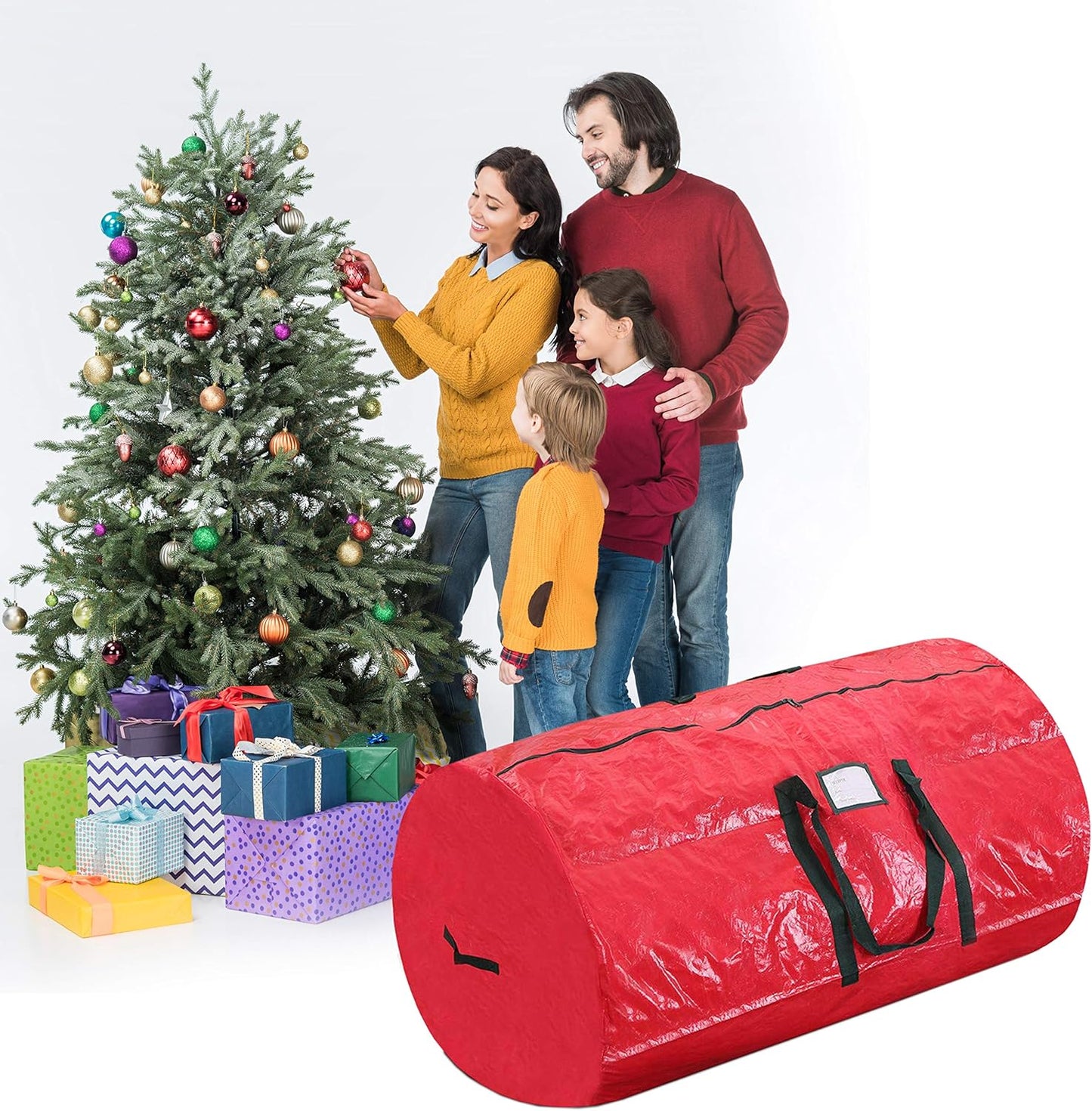 ProPik Christmas Tree Storage Bag - Fits Up to 7' Disassembled Holiday Tree | 52” X 30” X 30” Red Container with Handles