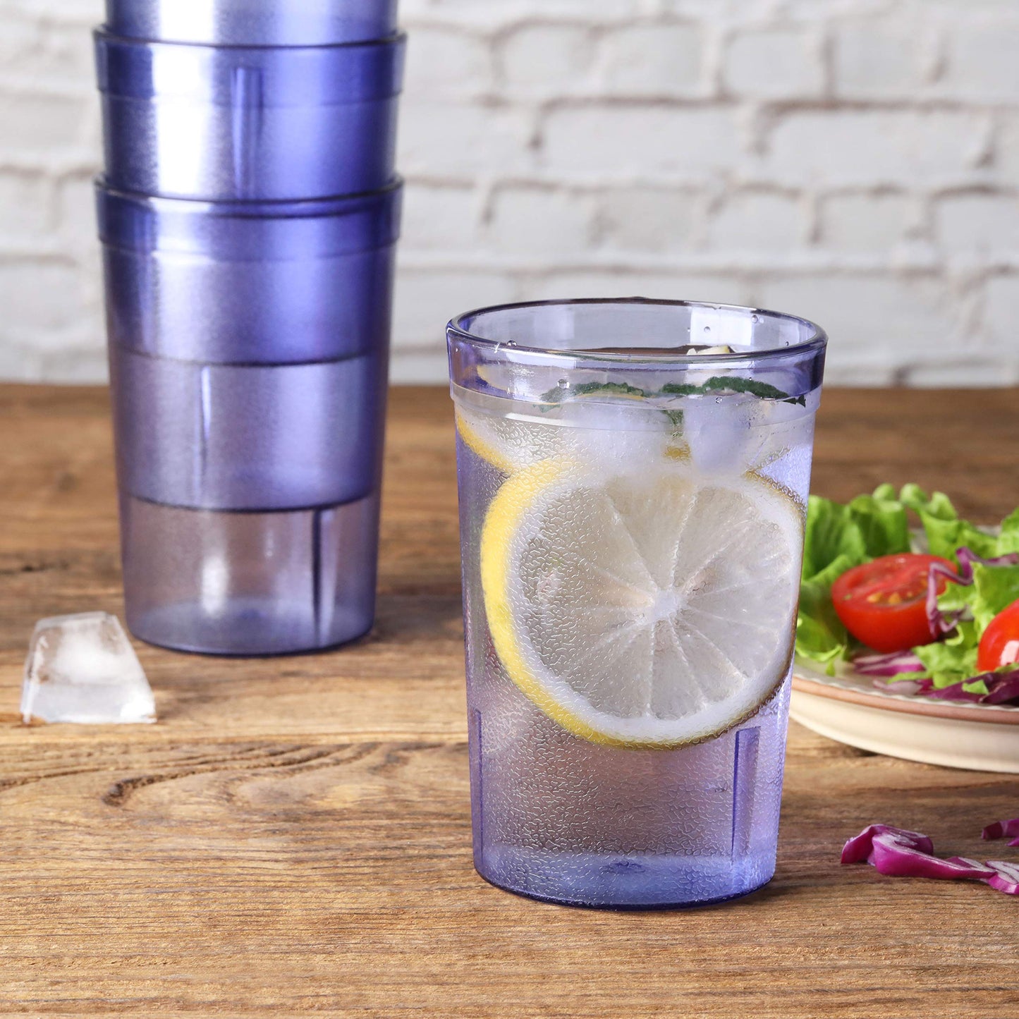 New Star Foodservice Restaurant-Grade Polycarbonate Beverage Tumblers, 8 oz, Blue, Set of 12
