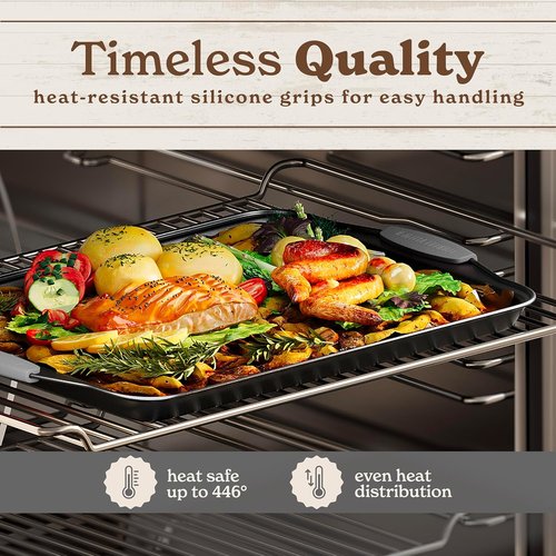 Country Kitchen Nonstick Bakeware Set - Heavy Duty & Durable, Easy Release, Grey | 4 Pieces