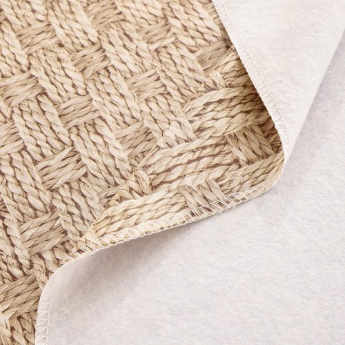 HRNJJYP Heavy Duty Vinyl Tablecloth with Flannel Backing Waterproof Oil-Proof Plastic Table Cloth Stain-Resistant Wipeable Rectangle or Square Table Cover for Dining, Camping (Weaving, 60X84 Inch)