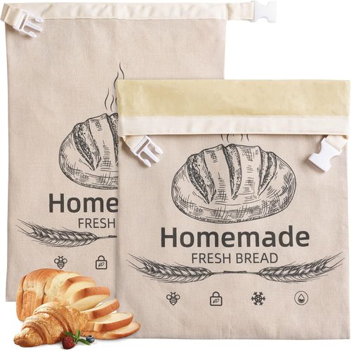 Beeswax Bread Bags by [Brand Name] - Reusable Organic Linen for Sourdough | 17 x 12.6 Inches - Freshness Preservation & Freezer-Friendly
