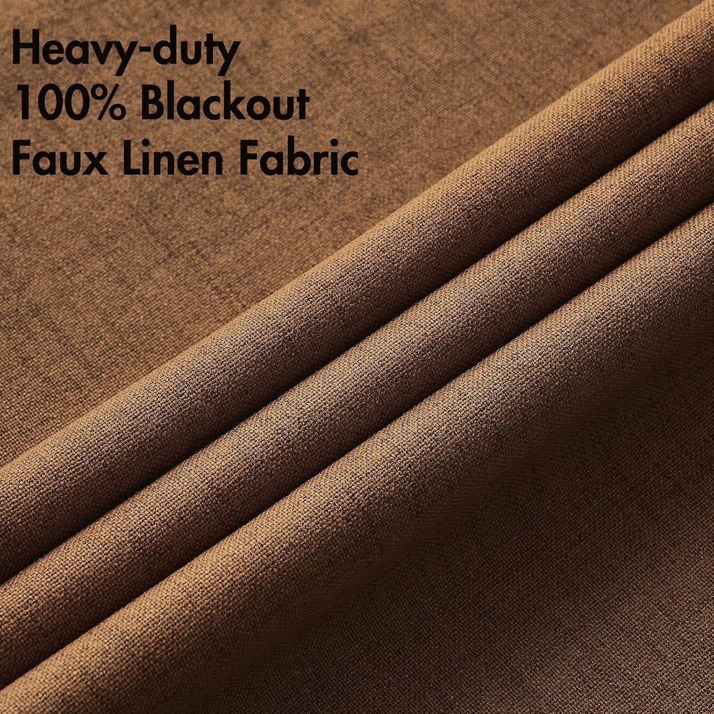 MIULEE Linen Curtains - 100% Blackout Thermal Insulated Drapes | Brown Grommet, 52 x 90 Inch (2 Panels)