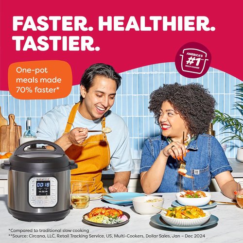 Instant Pot Duo 7-in-1 Electric Pressure Cooker - Versatile Cooking with 800+ Recipes, 6 Quart, Stainless Steel