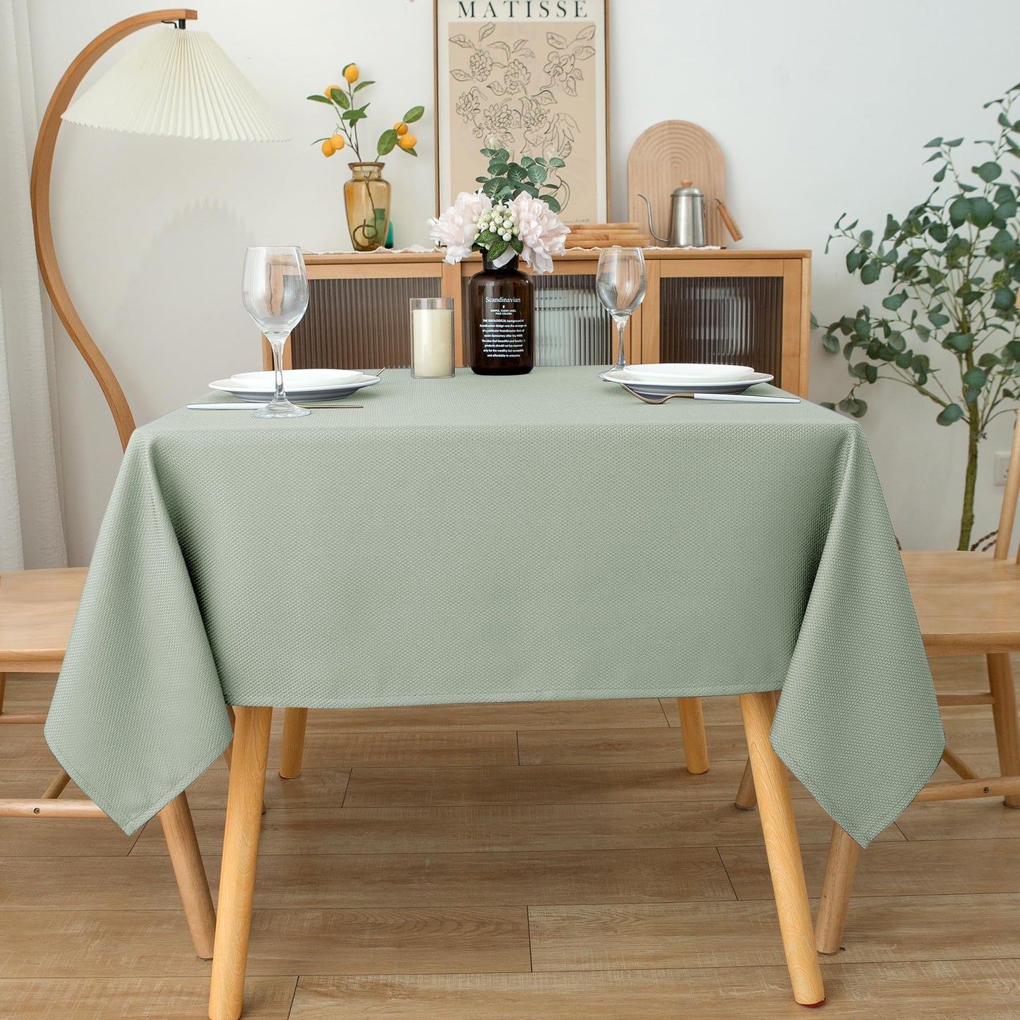 Biscaynebay Tablecloth for Rectangle Tables-60x84 Inch Sage Outdoor Picnic Table Cover-Rectangular Folding Reusable Table Cloths Water Resistant for Kitchen Camping Dining Room Patio Banquet Party