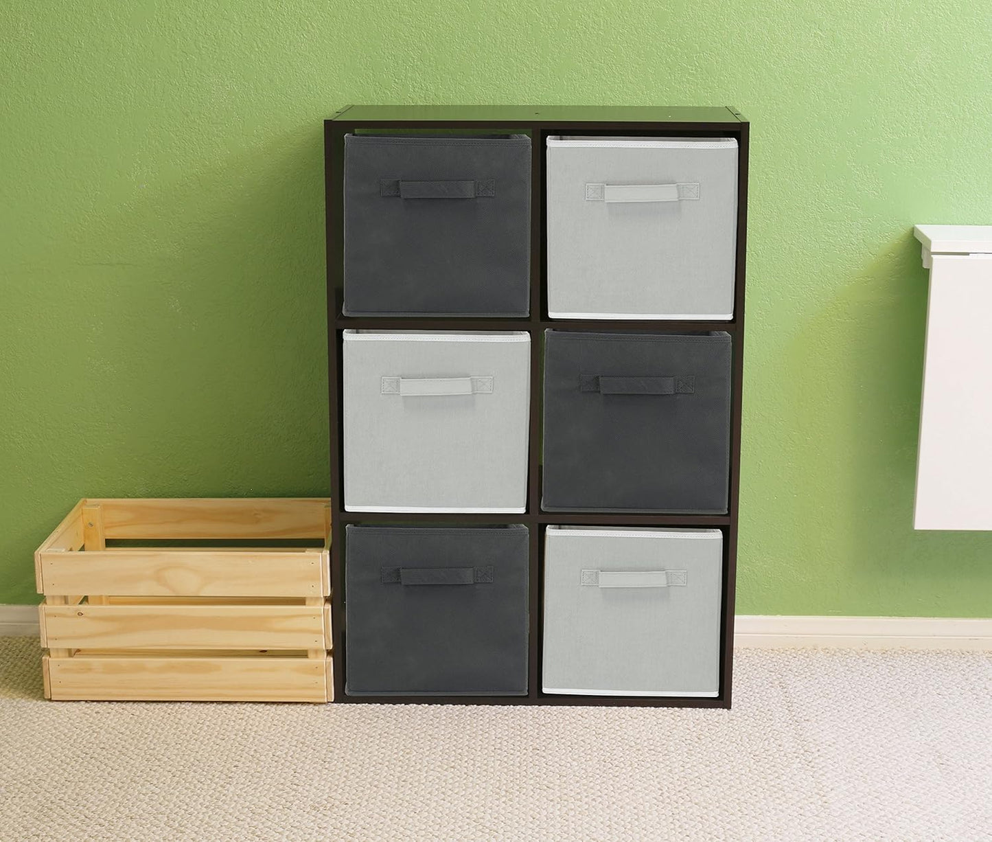Simple Houseware Foldable Cube Storage Bins - 11-Inch Dark Gray Fabric Organizers | 6-Pack for Closet & Shelves