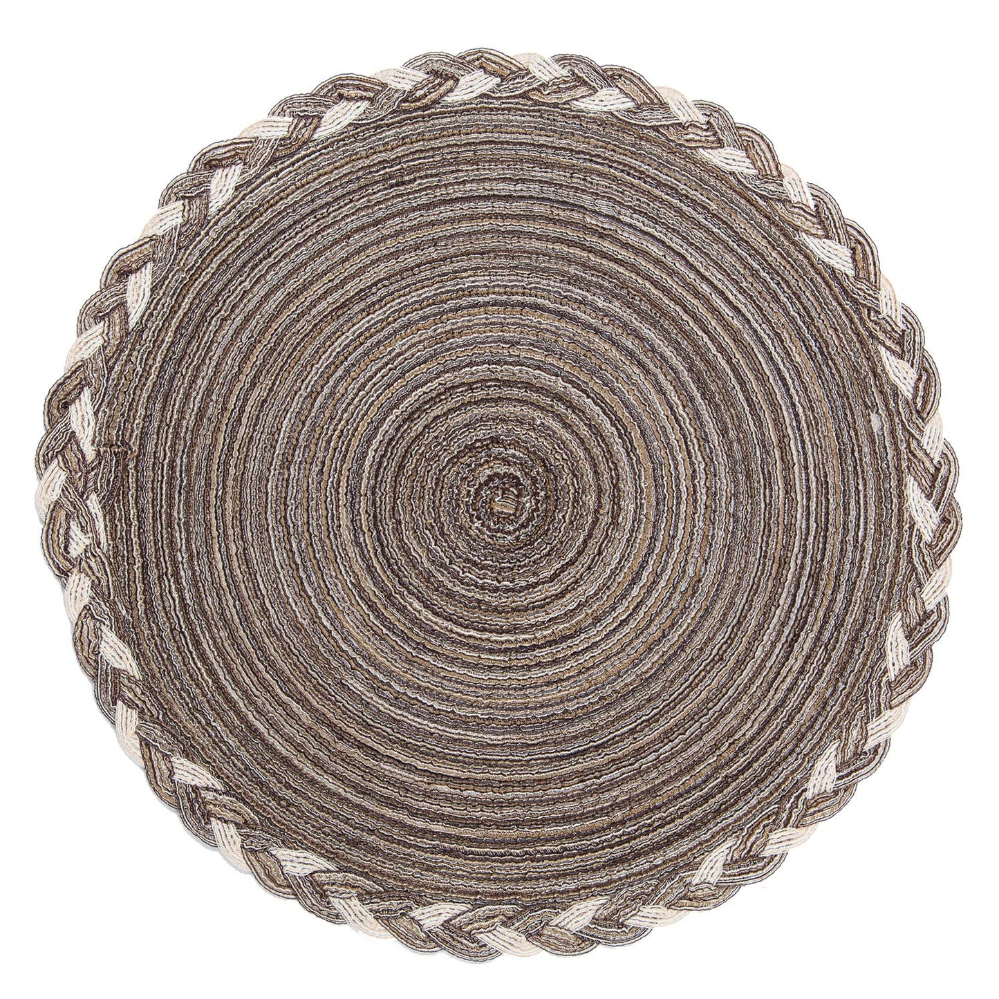 SHACOS Round Placemats Set of 6 Braided Glitter Round Table Placemats 15 inch for Wedding Holiday Party (Multicolor - Light Coffee, 6)