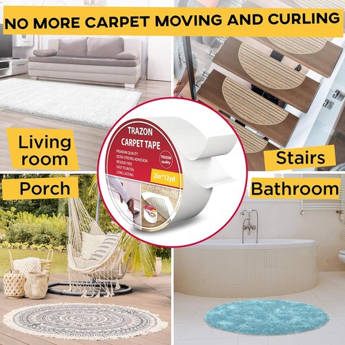 Carpet Tape Double Sided by [Brand Name] - Heavy Duty Rug Grippers for Hardwood Floors | Strong Adhesive, Removable, Residue Free (2 Inch / 15 Yards)