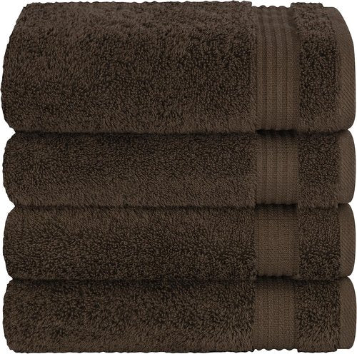 Cotton Paradise Hand Towels - 100% Turkish Cotton 4-Piece Set | Soft, Absorbent Brown Face Towels