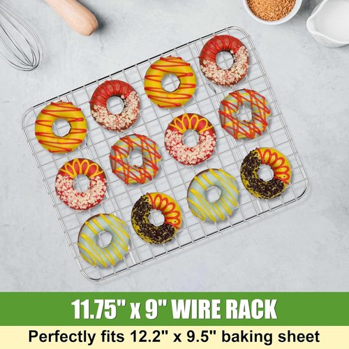 Homikit Stainless Steel Cooling Rack Set - 2 Pack, 12" x 9" Oven Racks for Baking & Roasting, Rust-Free & Dishwasher Safe