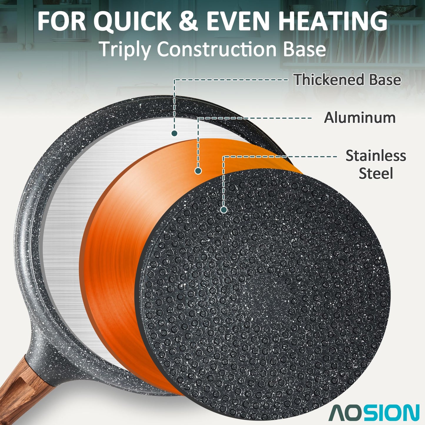 AOSION Crepe Pan 11 inch Nonstick Dosa Tawa Pan, Ceramic crepe pan,Tortilla Pan for Pancake Omelette Steak Frying Egg with Ergonmic Handle,For All Stoves
