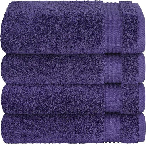 Cotton Paradise Hand Towels - 100% Turkish Cotton, Soft & Absorbent | 4-Piece Set in Purple