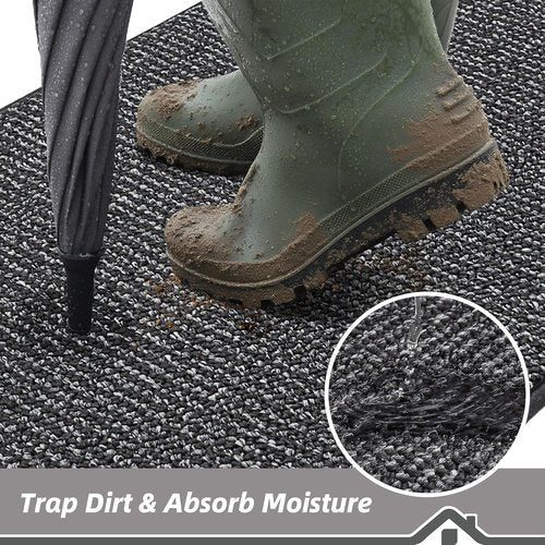 BEQHAUSE Dirt Trapper Door Mat - Non-Slip, Washable, Absorbent Entrance Mat | 24" x 36", Charcoal