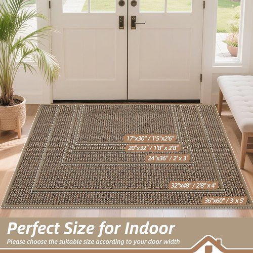 BEQHAUSE Dirt Trapper Door Mat - Non-Slip, Washable Entryway Rug | 17" x 30", Beige, Low Profile