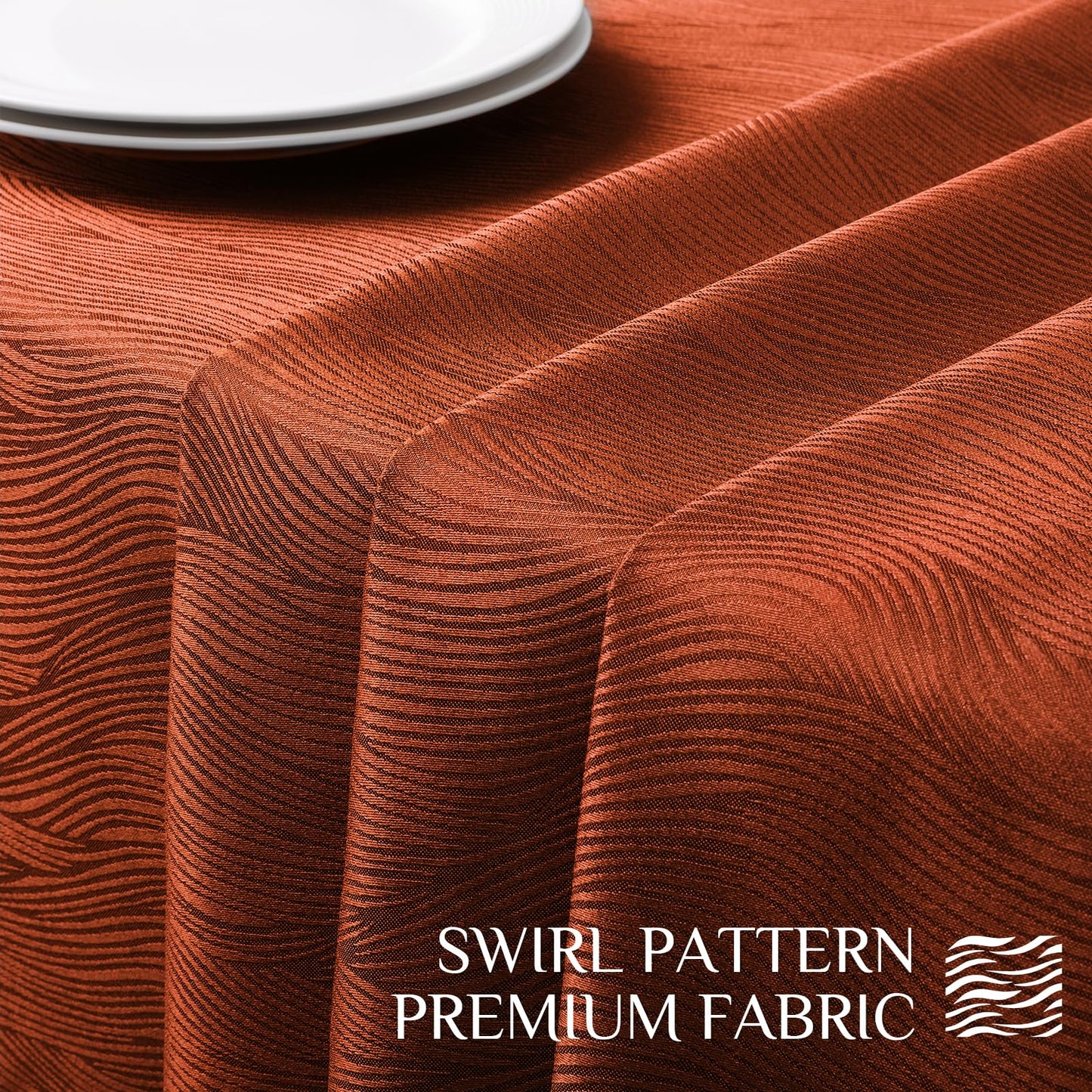 Softalker Fall Table Cloth Jacquard Rectangle Tablecloth Waterproof Spillproof Table Cover Burnt Orange for Autumn Harvest Thanksgiving Decoration (60x104 Inch,Rust Red Swirl)