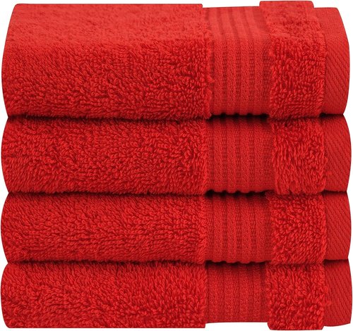 Cotton Paradise 100% Cotton Turkish Washcloth Set - 4 Soft Absorbent Red Towels for Bathroom