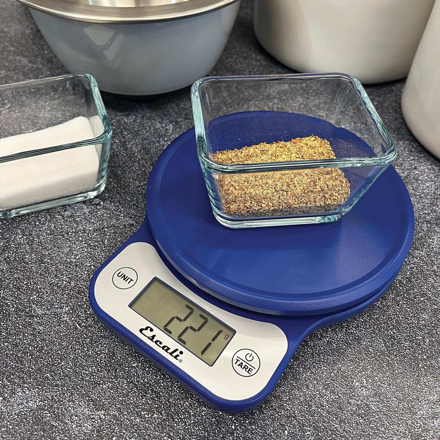 Escali Telero Digital Food Scale, High Precision Kitchen Scale for Cooking, Baking, Portion Control, Meal Prep, Weigh in Grams and Ounces, 11 lb Capacity, Blue (T136)