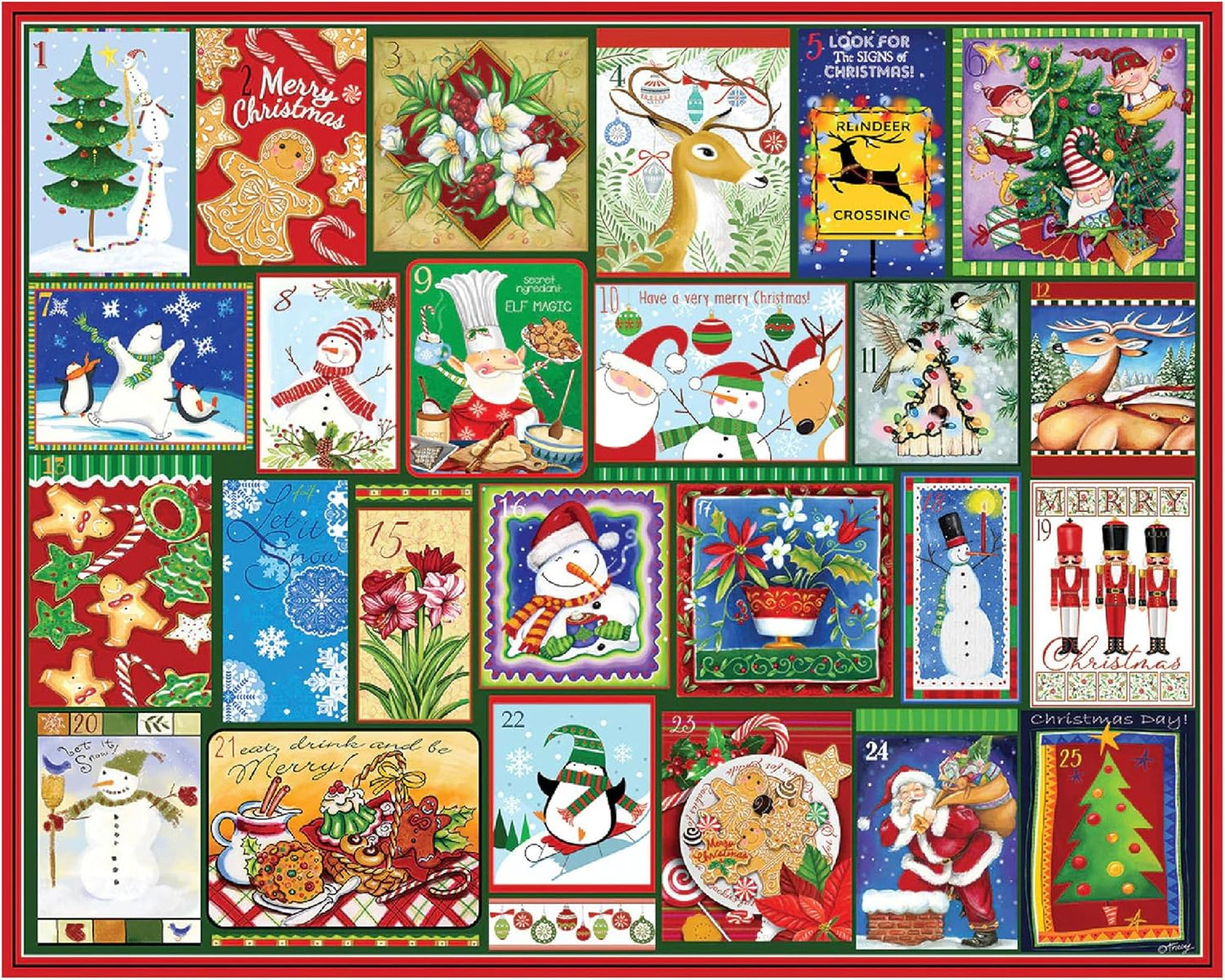 White Mountain 1000 Piece Jigsaw Puzzle - Winter Christmas Holiday Design | Large 24"x30" Pieces