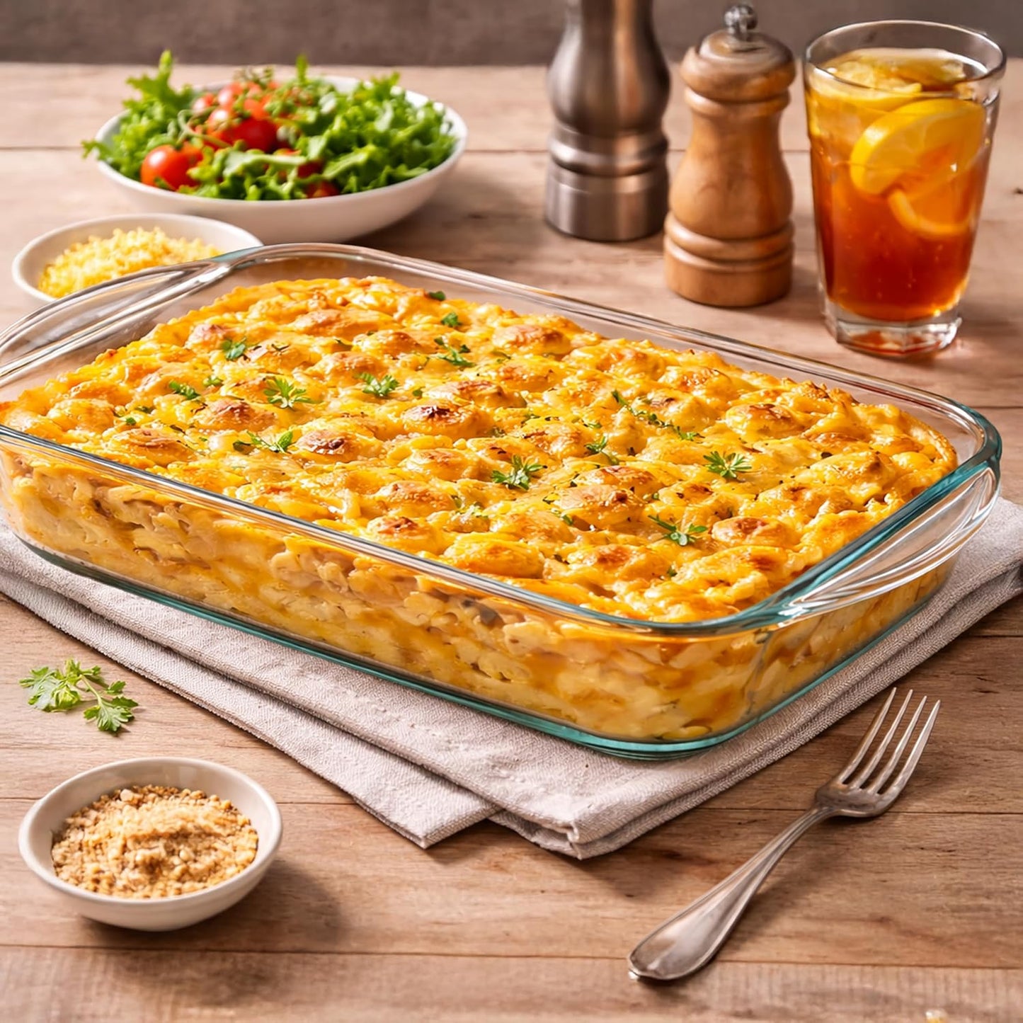 Ums 4-Qt Glass Baking Dish - Borosilicate Casserole with Lid | Oven, Microwave & Dishwasher Safe (15.7'' x 9.8'' x 2.4'')
