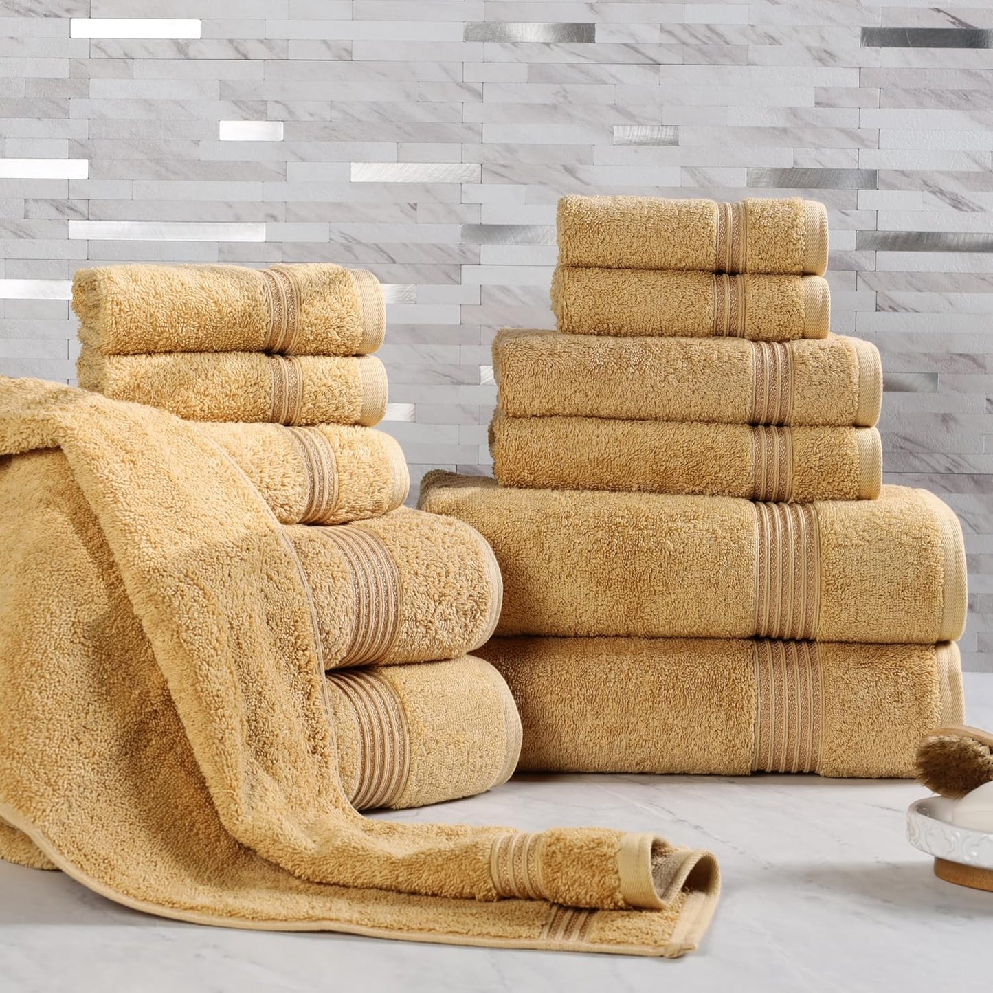 Superior Egyptian Cotton 6-Piece Towel Set, Bathroom Essentials, Towels For Bathroom, Apartment, Airbnb, Guest Bath, Face, Hand, Bath Towels, Washcloths, Absorbent, Fast Drying, Royal Purple
