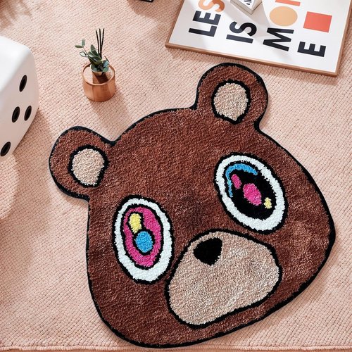 Hypebeast Graduation Bear Rug - Ultra-Soft Plush Carpet with Non-Slip Backing | Trendy 28"x28" Decor