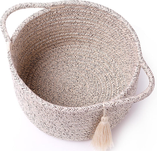 SweetMemo Mini Woven Rope Organizer Baskets - Decorative Gift Basket for Baby Showers & Makeup - Warm Brown