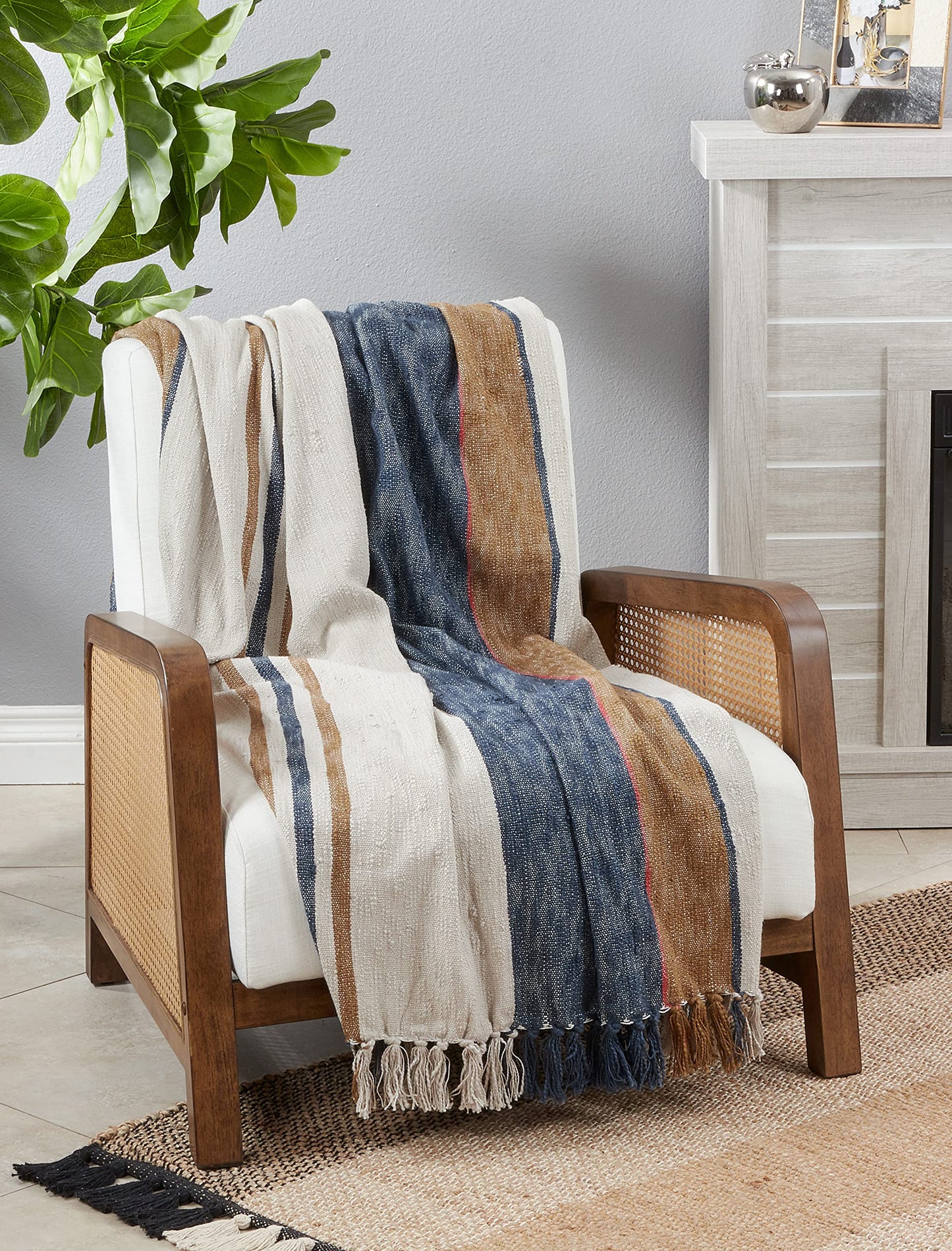 SARO LIFESTYLE Striped Throw Blanket
