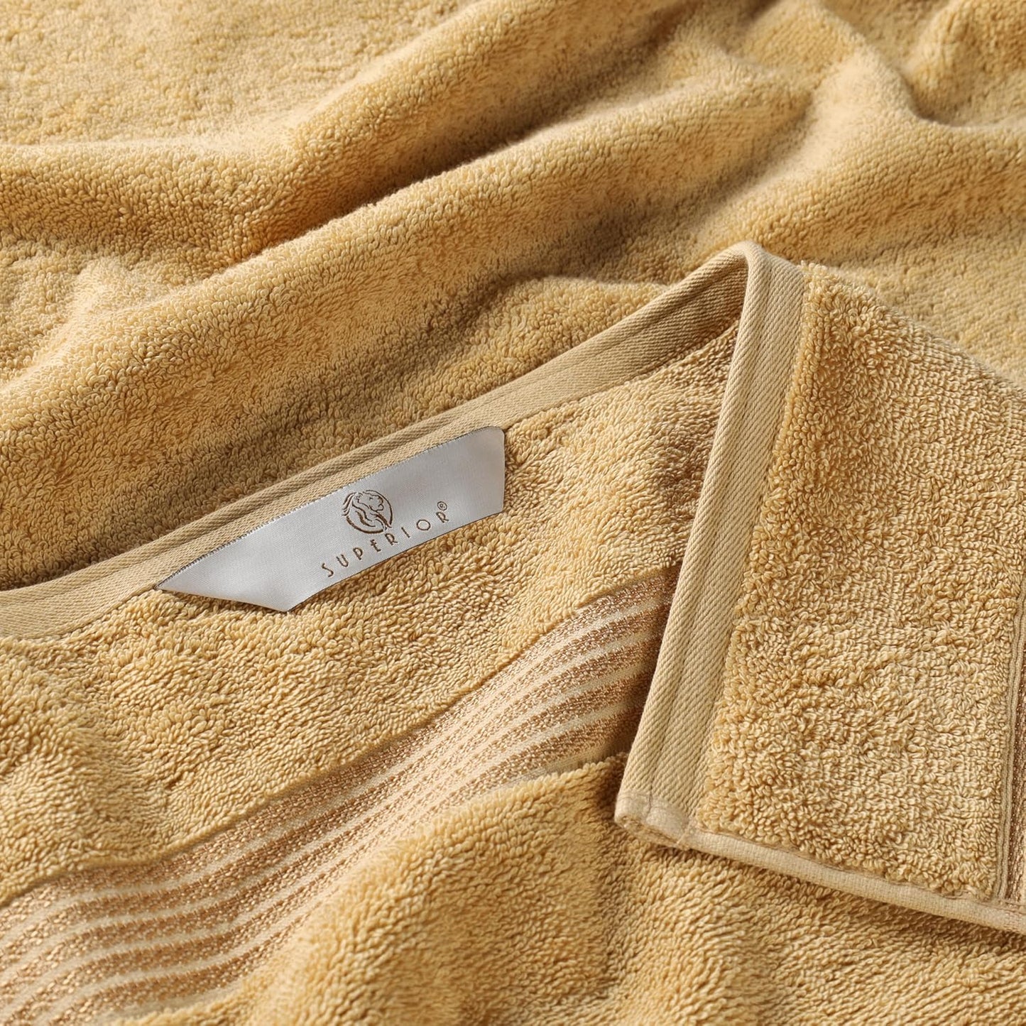 Superior Luxury Cotton Bath Towels - 6 Piece Premium Egyptian Cotton Set in Elegant Gold