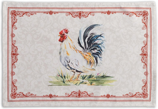 100% Cotton Placemats Set of 2 - Washable Reusable Table Mats for Kitchen & Dining, Campagne Design (13" x 19")