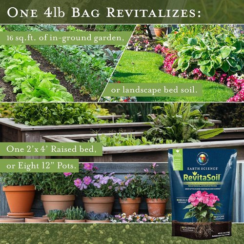 Earth Science RevitaSoil Organic Soil Revitalizer - 4 lb Earthworm Castings & Natural Nutrients | Grow 3X More for Gardens & Potted Plants