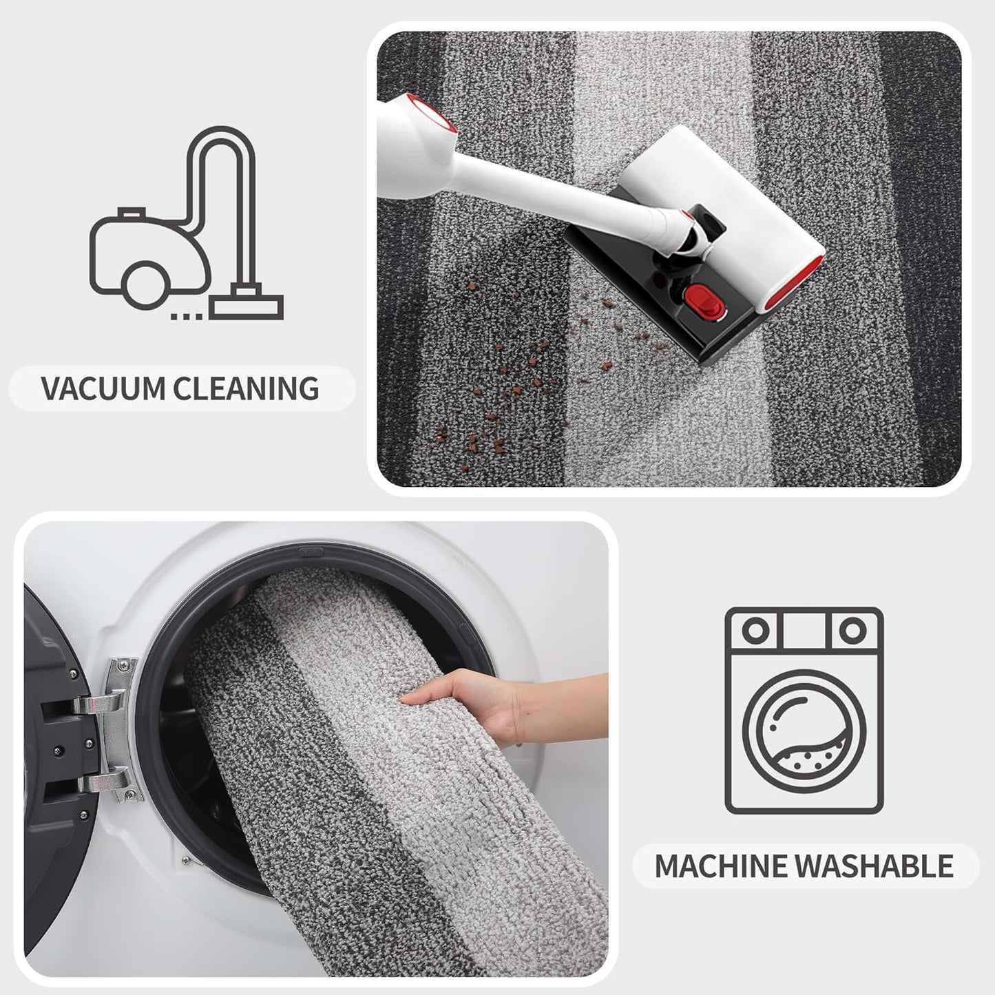Kitinjoy Indoor Outdoor Door Mat - Non-Slip Absorbent Dirt Trapper | 30x17 Low-Profile Grey Doormat