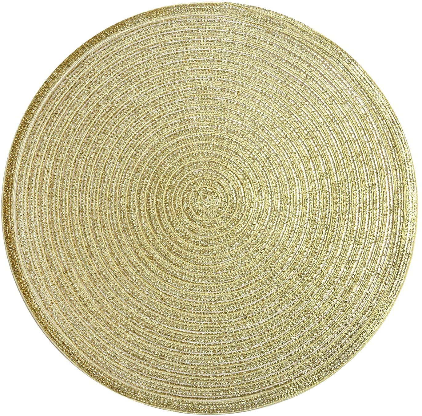 SHACOS Glitter Gold Round Braided Placemats Set of 8 Sparkle Washable 15 inch Round Table Mats Woven Place Mats for Christmas Party Dining Table Decor (Gold, 8)