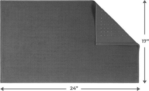 Cotton Paradise 100% Cotton Bath Mat - Soft, Absorbent & Quick-Dry | 17x24 Inch, Dark Gray