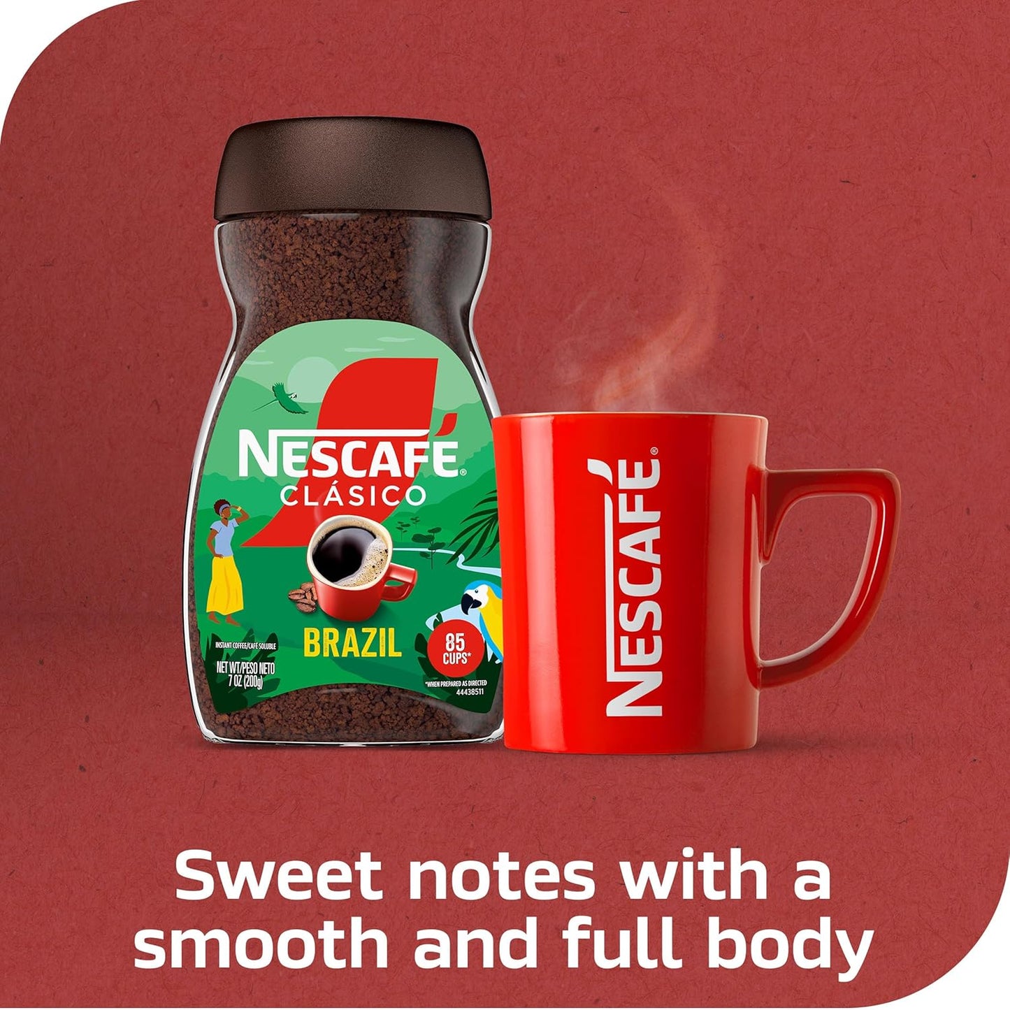 NESCAFÉ CLÁSICO Instant Coffee - Rich Brazilian Flavor | 7 Oz Jar for Quick Brews