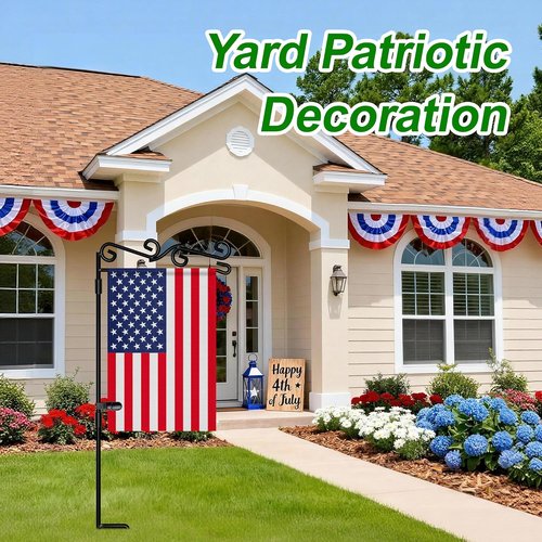 HOOSUN Garden Flag Stand - Premium Black Metal Pole Holder | Weather-Proof, 37.8"H x 15.5"W for Outdoor Use