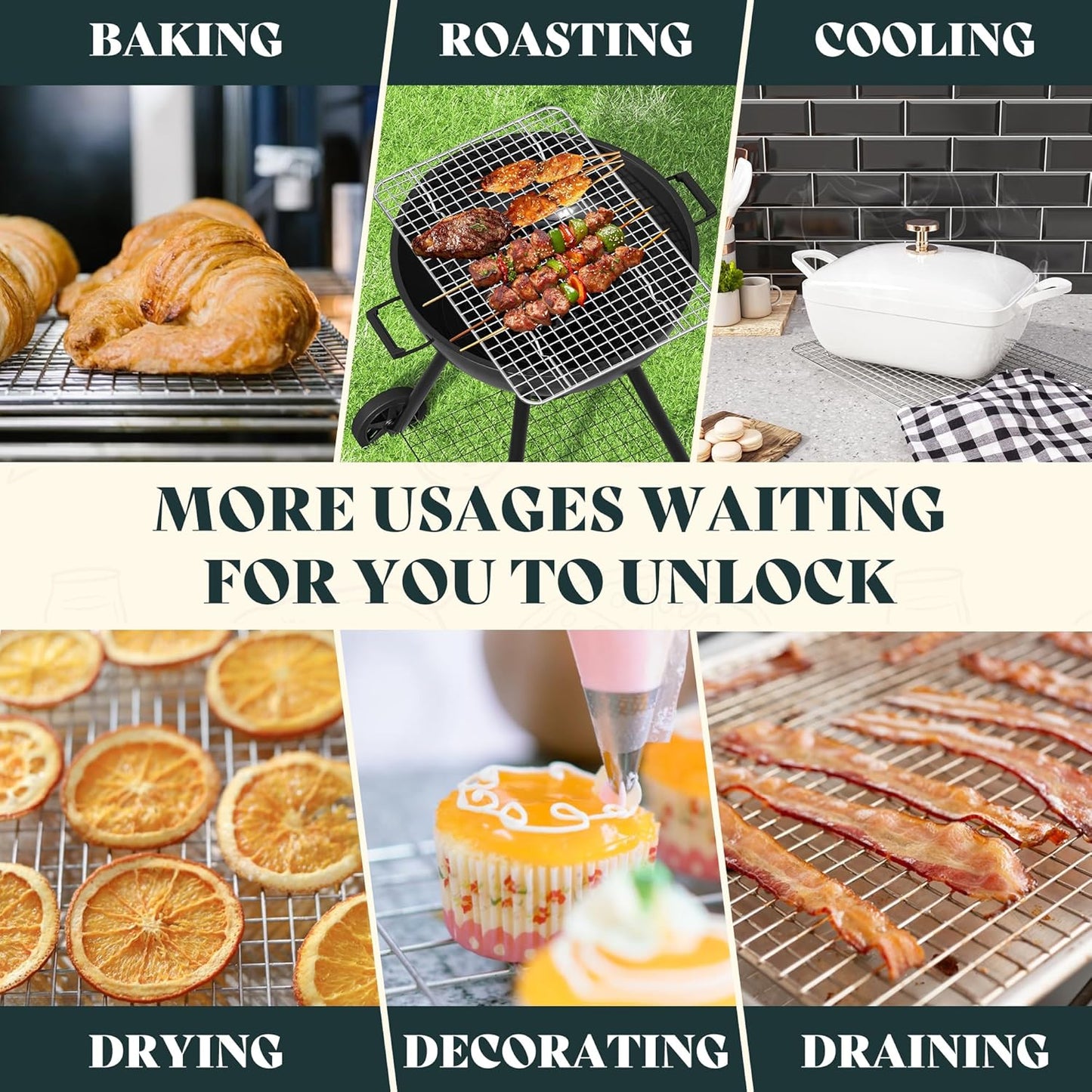 Premium Stainless Steel Cooling Racks by [Brand Name] - Heavy Duty Oven Safe | Set of 2, 10"x14.75" for Baking & Roasting