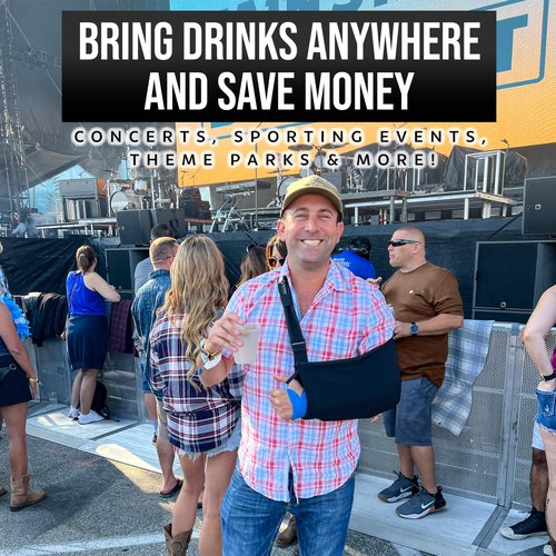 GoPong Arm Sling Flask (16 oz Total) - Hidden Alcohol Flask for Liquor Disguise – Secret Liquor Drink Container for Concerts, Sports Events, & Theme Parks – Includes Funnel & Spout