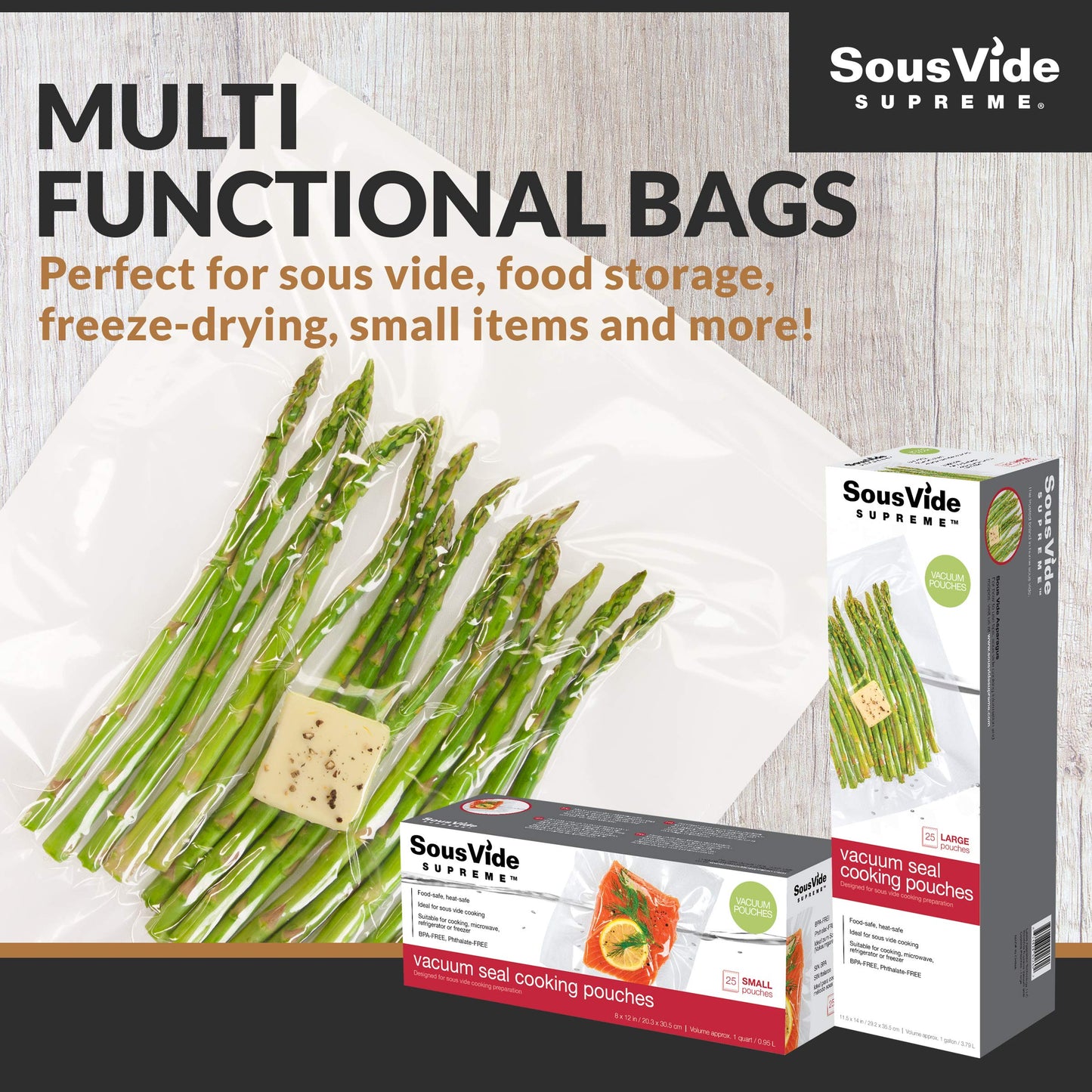 SousVide Supreme Vacuum Seal Cooking Pouches, 11x16 inches,1 Gallon, 25 Pouches